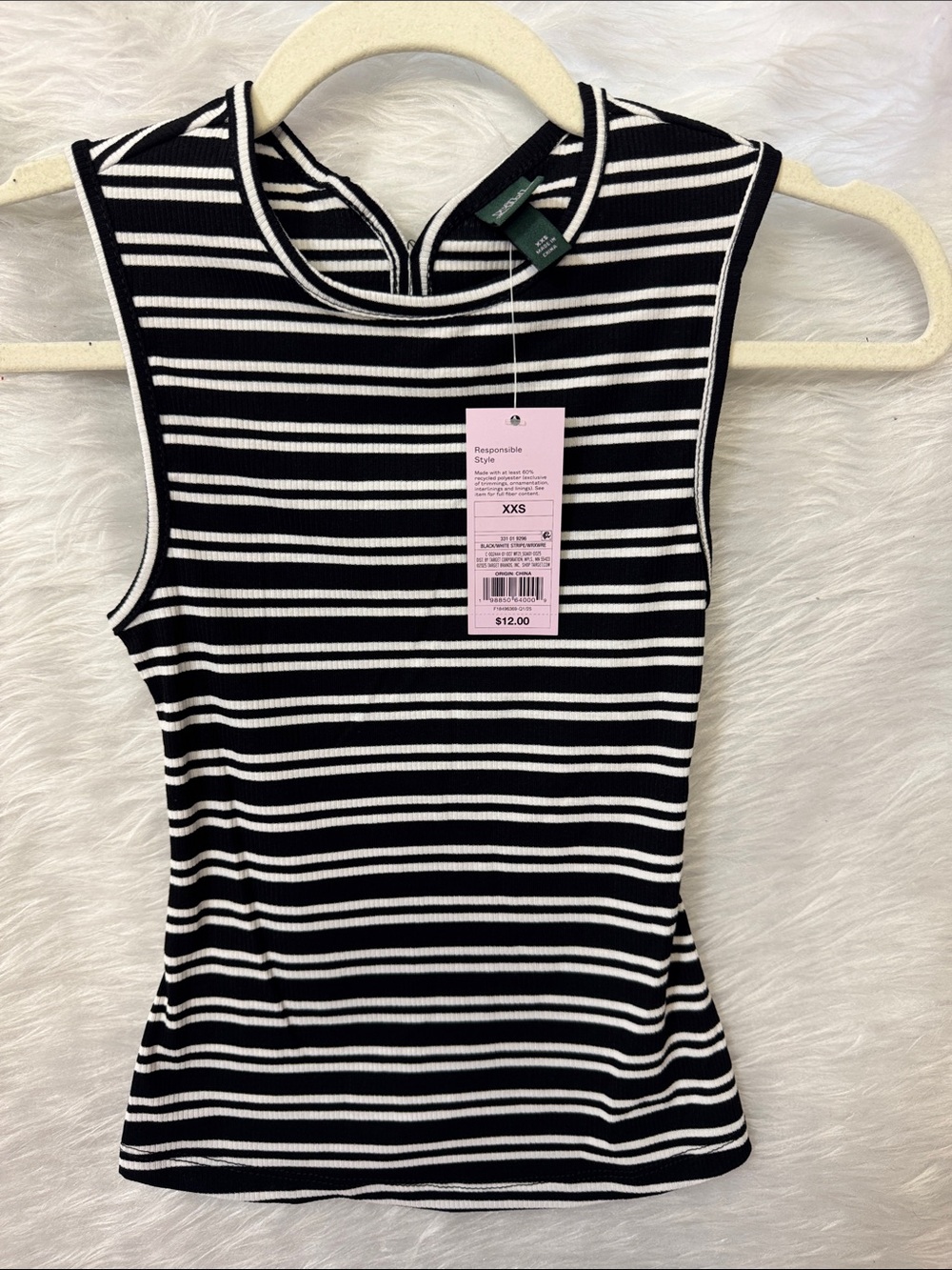 wild fable Black & White Striped Ribbed Sleeveless Tank